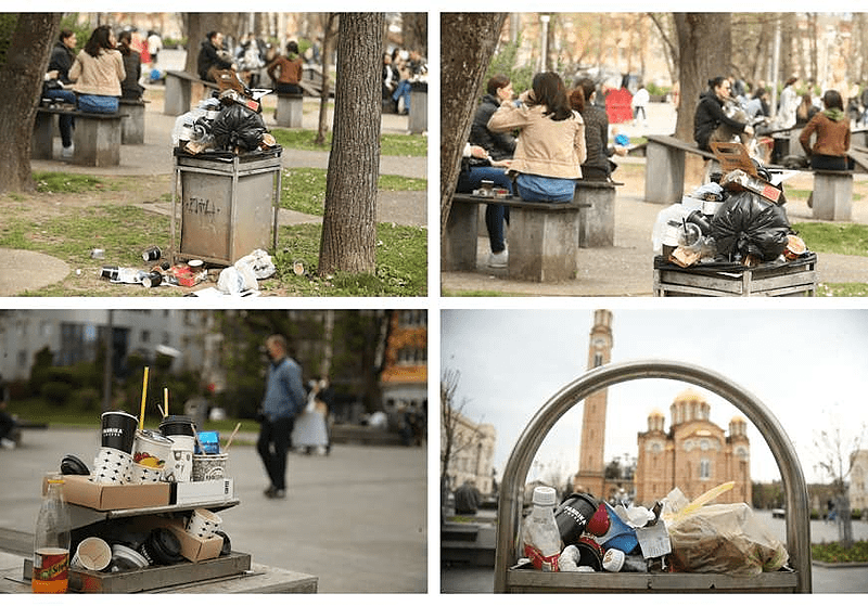Prizori kakve Banjaluka NE PAMTI: Parkovi puni smeća, ostaci kartonskih čaša razbacani na sve strane