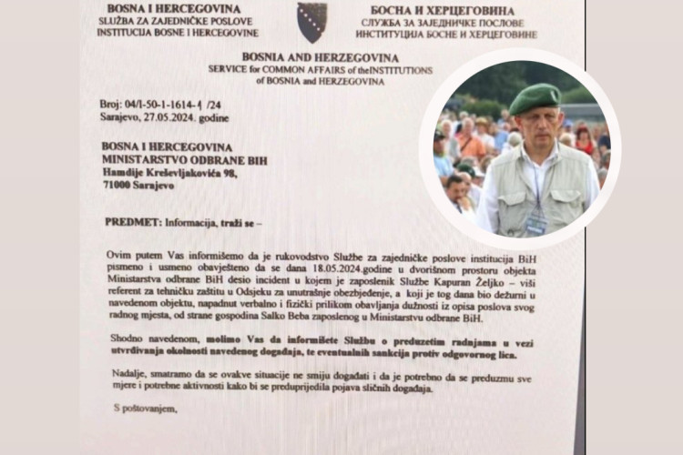 Šef Helezovog kabineta napao radnika u krugu Ministarstva odbrane?