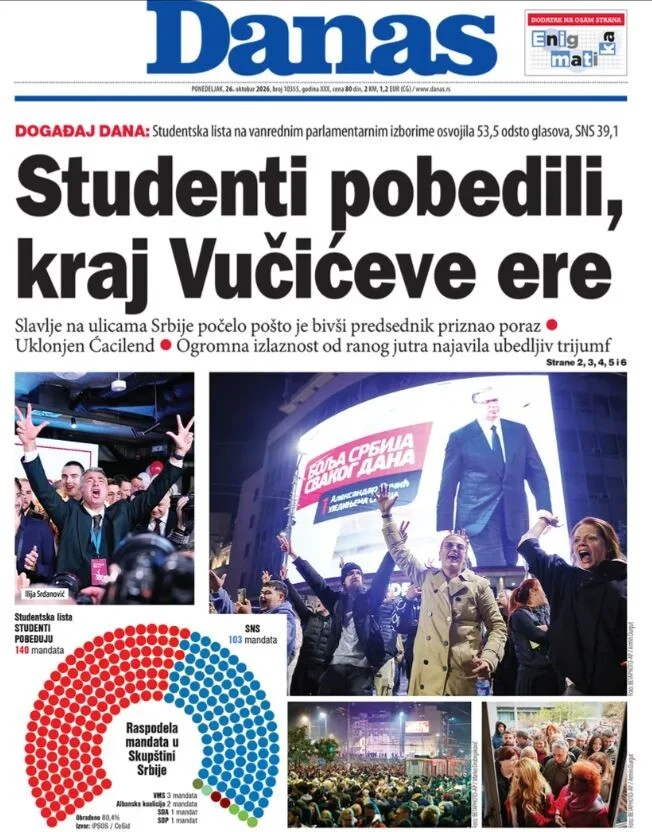 Naslovnice srpskih medija nakon izbora: Dok Danas piše o kraju Vučićeve ere, tabloidi u prvi plan stavljaju napad na njegovu majku