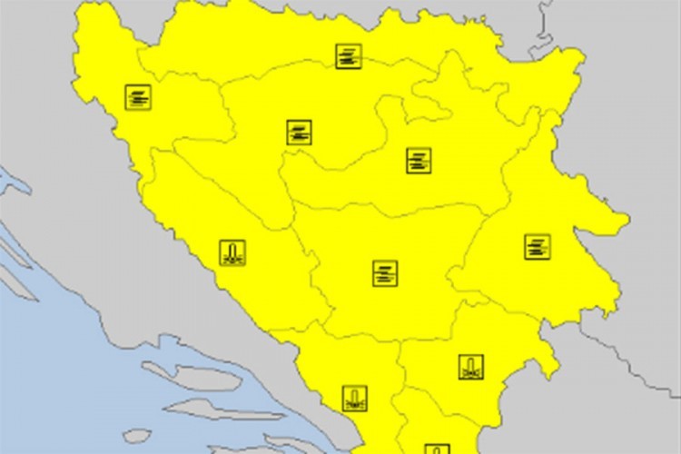 Žuto upozorenje za Banjaluku, narandžasto za Trebinje