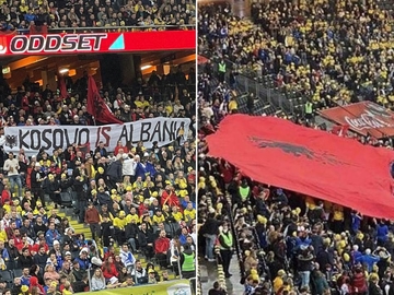 Albanci iznijeli mapu Crne Gore i poruku "Vi ste sljedeći!" U Prištini i zastave OVK na evropskoj utakmici!