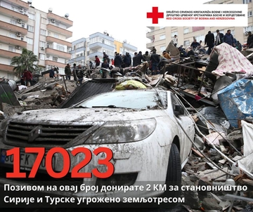 Crveni krst BiH pokrenuo akciju: Za pomoć Turskoj i Siriji pozovite 17023