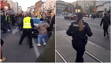 Incident u Beogradu: Uhapšen vozač koji se zaletio na protestante i povrijedio policajca (VIDEO)